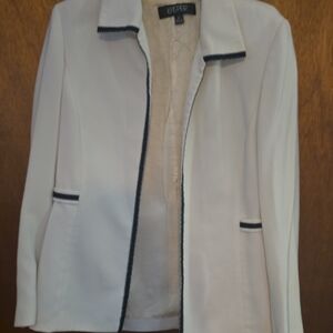 Kasper Cream Blazer, Tank And Pants with Black Accents - 3 Piece Suit